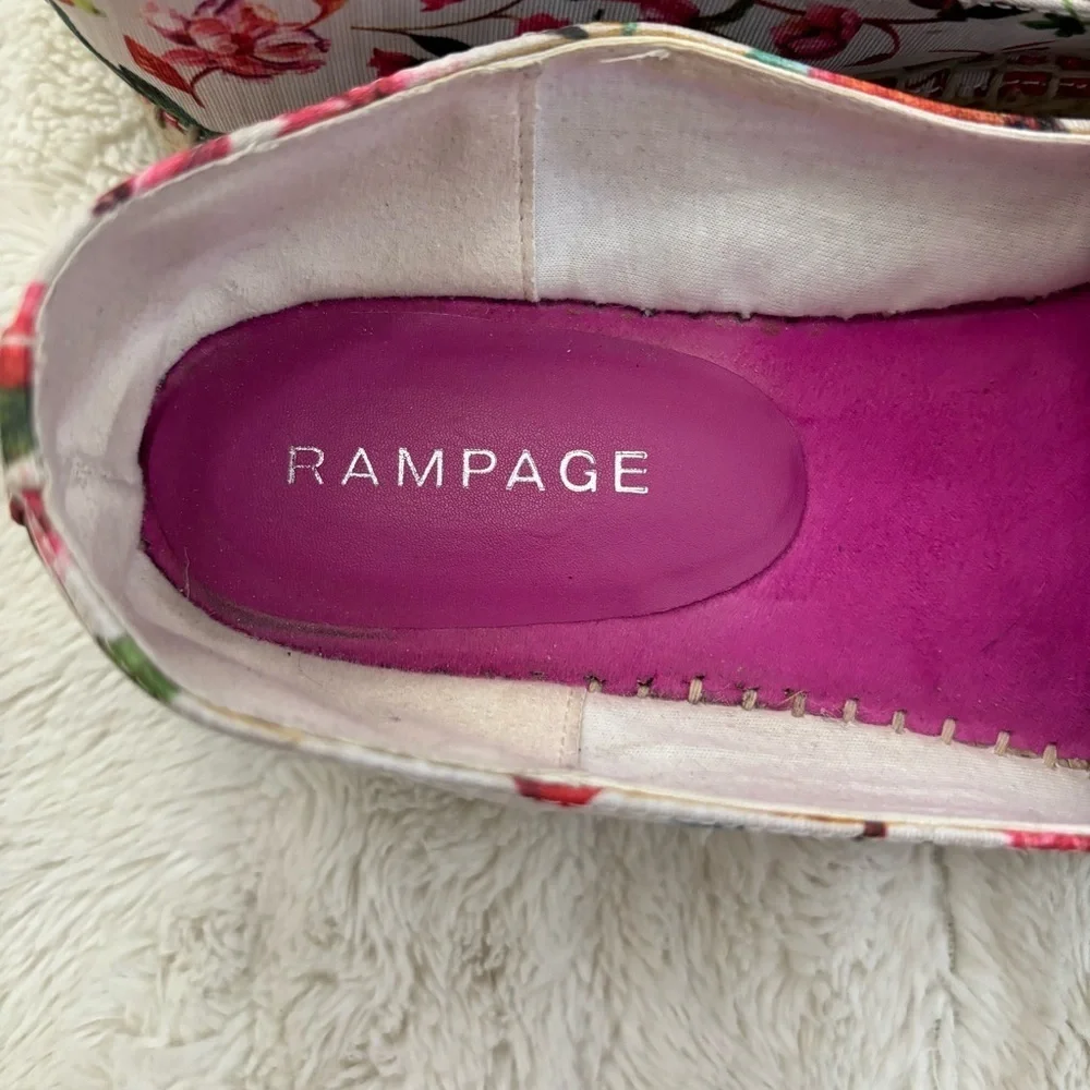 Rampage Women's Floral Bird Print Espadrilles Loafers Pink and Blue Size 9